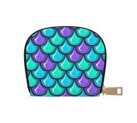 Coloré poisson écailles de sirène femme cuir PU Shell Card Bag Credit Card Clip cuir fermeture éclair portefeuille porte-monnaie sac de rangement, blanc, Taille unique