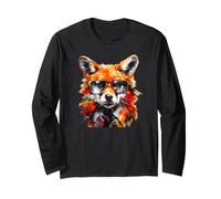 Coloré Pop Art Abstrait Animal Fox Lunettes de Soleil Portrait Manche Longue