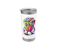 Coloré Pop Art Popcorn Grain De Maïs Gobelet isotherme en acier inoxydable double paroi