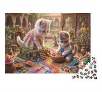 Coloré Poudre chatonsPuzzles 1000 Pièces en Carton Cour Indienne pour Amateurs De Puzzles Anti-Stress Amusement par Temps De Pluie 52x38cm/1000pcs