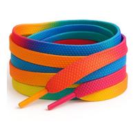 coloré Rainbow Plat Lacets de chaussures pour chaussures de skate Baskets, Hi TOPS, Chaussures, Bottes Converse est Converse Pumas Lacets Lacets de 10 mm de large - Multicolore - Grey navy blue white pink red blue navy purple black green yellow orange,