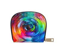 Coloré Rainbow Spiral Femmes PU Cuir Shell Card Bag Credit Card Clip Leather Zipper Wallet Coin Purse Storage Bag, blanc, Taille unique