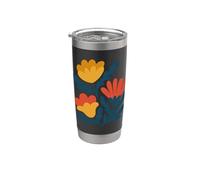Coloré Rétro Boho Floral Botanique Fleur Sauvage Nature Art Gobelet isotherme en acier inoxydable double paroi