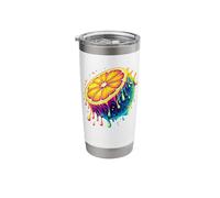 Coloré Splash Art Citron Citrons Gobelet isotherme en acier inoxydable double paroi