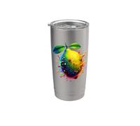 Coloré Splash Art Citron Citrons Gobelet isotherme en acier inoxydable double paroi