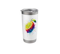 Coloré Splash Art Citron Citrons Gobelet isotherme en acier inoxydable double paroi