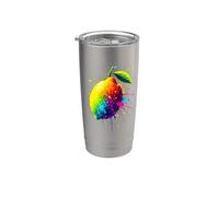 Coloré Splash Art Citron Citrons Gobelet isotherme en acier inoxydable double paroi