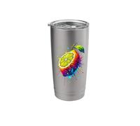 Coloré Splash Art Citron Citrons Gobelet isotherme en acier inoxydable double paroi