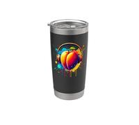 Coloré Splash Art Écouter Abricot Abricots Gobelet isotherme en acier inoxydable double paroi