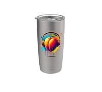 Coloré Splash Art Écouter Abricot Abricots Gobelet isotherme en acier inoxydable double paroi