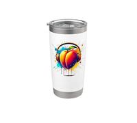 Coloré Splash Art Écouter Abricot Abricots Gobelet isotherme en acier inoxydable double paroi