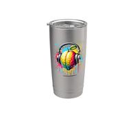 Coloré Splash Art Écouter Goyave Goyaves Gobelet isotherme en acier inoxydable double paroi