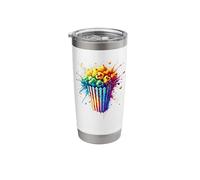 Coloré Splash Art Popcorn Grain De Maïs Gobelet isotherme en acier inoxydable double paroi