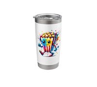 Coloré Splash Art Popcorn Grain De Maïs Gobelet isotherme en acier inoxydable double paroi