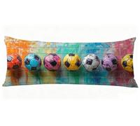 Coloré Taie Oreiller 50x180 cm Football Housse Traversin 180 x 50 cm Set de 1 Coussin Grossesse, Douce et Confortable avec Fermeture éclair Oreiller de Corps pour Canapé Lit Coussin Long J0-144