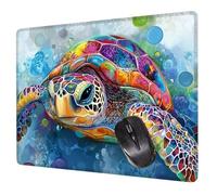 Coloré Tapis de Souris Gaming 24 x 20 cm, Tapis de Souris Tortue sous Main Bureau, avec Bords Cousus, Antidérapant Mousepad, Vitesse et la précision Glissement Facile Accessoires pour PC H0-388
