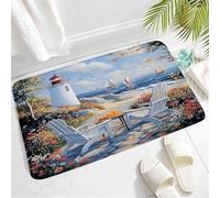 Coloré Tapis d'Entrée Phare côtier l Voilier Vacances à la Plage Hawaii Island Seac Tapis extérieur Tapis de Bain 40×60cm pour Chambres,Jardin,Passage