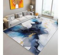 Coloré Tapis Flanelle à Poils Courts, Abstrait Encre Tache Lignes imprimé, Lavable en Machine Salon Chambre Doux et Antidérapant Tapis de Salle à Manger, 60 x 90 cm Décoration de la Chambre