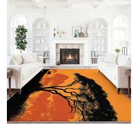 Coloré Tapis Lavable Machine Salon 160 x 230 cm Antidérapant Sol Poil Bas Doux Nature Savane Africaine Acacia Lion Motif Chambre Cuisine Entrée Salle Détente Dessous Lit Dortoir Décoration