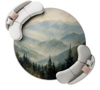 Coloré Tapis Rond Style De Peinture À L'Huile - Lavable en Machine Antidérapant Tapis Imprimé Montagnes Forêts pour Salon Chambre Cuisine Salle à Manger, poils courts et ne Perd Pas Ses Poils 180 cm