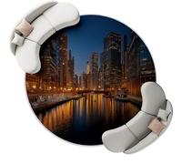 Coloré Tapis Rond Style Moderne - Lavable en Machine Antidérapant Tapis Imprimé Gratte Ciel Vue Nocturne pour Salon Chambre Cuisine Salle à Manger, poils courts et ne Perd Pas Ses Poils 120 cm