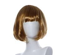 Coloré(TM) Perruque wig Mascarade petit rouleau Bang courte perruque de cheveux raides (Or)