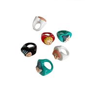 Coloré Transparent Résine Acrylique Simple Géométrique Caractère Tête Anneaux pour Femmes À La Mode Bijoux Fun Résine Anneau TempéramentOpération Facile