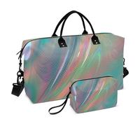 Coloré Trend Laser Fluide Fluide de Nuit Sac de Voyage Sac de Weekender Sac de Sport Fourre-tout Sac de Gym avec Trousse de Toilette pour Randonnée 2 Pcs Set