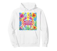 Coloré Tropical Crabe Plage Floral Été Océan Littoral Art Sweat à Capuche
