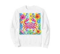 Coloré Tropical Crabe Plage Floral Été Océan Littoral Art Sweatshirt