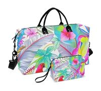 Coloré Tropical Perroquet Fleurs Décoratif Épaule Weekender Sac de Nuit Grand Sac de Gym avec Sangle Réglable pour Gym Grande Capacité Maletín de Para Mujer