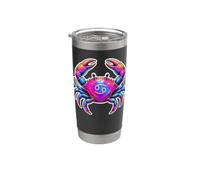 Coloré Vaporwave Cancer Zodiac Crabe Demi-Ton Astrologie Gobelet isotherme en acier inoxydable double paroi