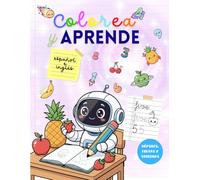 Colorea y aprende: NUEVO: Frutas y Verduras: Caligrafía y números para niños | Inglés y español: Libro para colorear, contar y escribir | Guía preescritura, aprendizaje de escritura