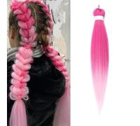 Colored Braiding Hair 26 Inch Colorful Braiding Hair for Braids, Synthetic Colored Hair Extensions for Braiding, Faux paquets de cheveux pour femmes et filles (Pink-Hot Pink)