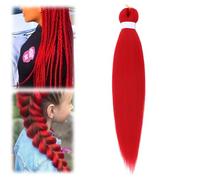 Colored Braiding Hair 26 Inch Colorful Braiding Hair for Braids, Synthetic Colored Hair Extensions for Braiding, Faux paquets de cheveux pour femmes et filles (Red)