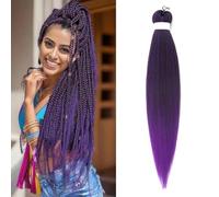 Colored Braiding Hair 26 Inch Colorful Braiding Hair for Braids, Synthetic Colored Hair Extensions for Braiding, Faux paquets de cheveux pour femmes et filles (Black-Dark Purple)