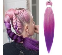 Colored Braiding Hair 26 Inch Colorful Braiding Hair for Braids, Synthetic Colored Hair Extensions for Braiding, Faux paquets de cheveux pour femmes et filles (Pink-Dark Purple)