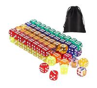 Colored Dice Set - 100 pièces Role Playing Dice | Transparent Game Dices Set with Drawstring Storage Bag | Colored Dîce Sets Game Sets | Mini Dices Colors Drawstring for Math Learning Classroom
