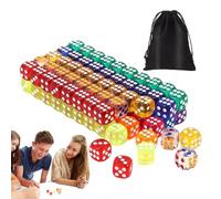 Colored Dice Set - 100pieces Role Playing Dice | Transparent Game Dices Set with Drawstring Storage Bag | Colored Dîce Sets Game Sets | Mini Dices Colors Drawstring for Math Learning Classroom