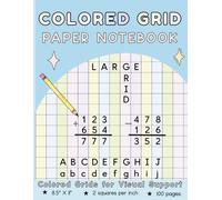 Colored Grid Paper Notebook | 2 Squares Per Inch for Visual Support: Large Grid for Math, Writing, & Drawing - 8.5 x 11” | 100 Pages