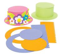 Colored Top Hat Craft Kits For Children To Design Decorate And Wear - Fancy Dress Party Accessory - Creative Set For Kids (Pack Of 4)