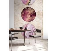 Colorée Marbre Papier Avec Cercles Ronds Et Accents - Beige, Or