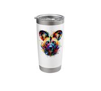 Colorée Splash Art Chien Sauvage d'Afrique Gobelet isotherme en acier inoxydable double paroi