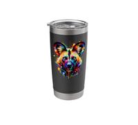 Colorée Splash Art Chien Sauvage d'Afrique Gobelet isotherme en acier inoxydable double paroi