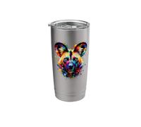 Colorée Splash Art Chien Sauvage d'Afrique Gobelet isotherme en acier inoxydable double paroi