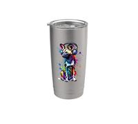 Colorée Splash Art Chien Sauvage d'Afrique Gobelet isotherme en acier inoxydable double paroi