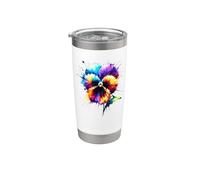 Colorée Splash Art Fleurs de Pensée Gobelet isotherme en acier inoxydable double paroi