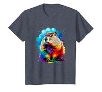 Colorée Splash Art Marmotte Marmottes T-Shirt, Enfant, Bleu Chiné, 2 Ans