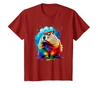 Colorée Splash Art Marmotte Marmottes T-Shirt, Enfant, Canneberge, 2 Ans