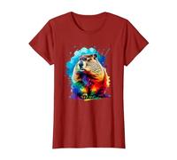 Colorée Splash Art Marmotte Marmottes T-Shirt, Femme, Canneberge, XXL